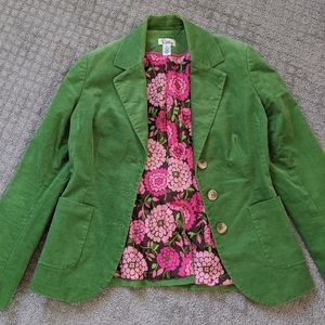 Lily Pulitzer Blazer Green Corduroy size 4 women's